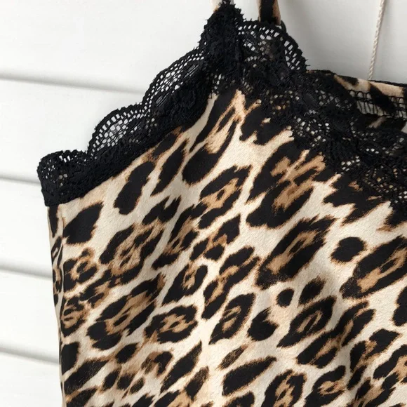 Cheetah Animal Print Cami Moa Moa SZ M Tan Black NWT - Picture 3 of 6